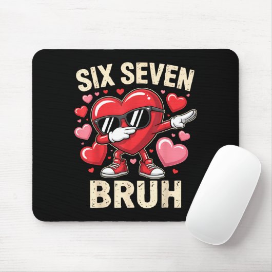 Funny Dabbing Heart 67 Bruh Six Seven Meme Valenti Mousepad (Mit Mouse)
