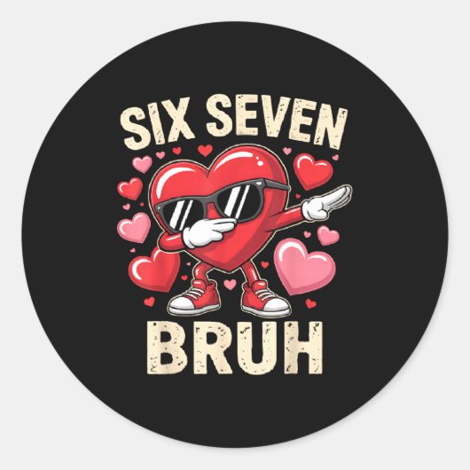 Funny Dabbing Heart 67 Bruh Six Seven Meme Valenti Runder Aufkleber (Vorderseite)