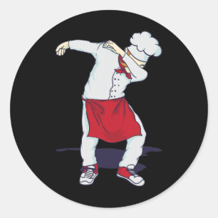 Funny Dabbing Hibachi Koch Niedlicher Leiter Koch  Runder Aufkleber