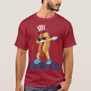 Funny Dabbing Hot Dog 4. Juli Merica für Kinder T-Shirt