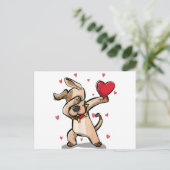 Funny Dabbing Hund Herz Valentine's Day Geschenkbo Postkarte (Stehend Vorderseite)