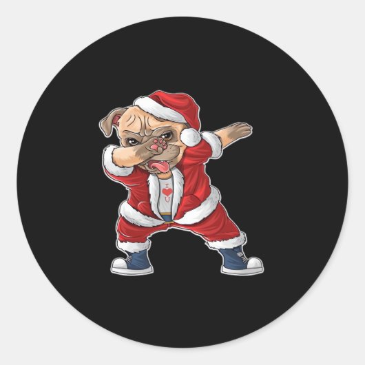 Funny Dabbing Hund Weihnachten Pajamas Geschenk fü Runder Aufkleber (Vorderseite)