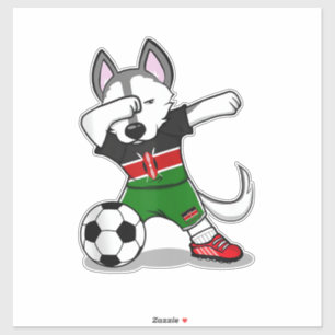 Funny Dabbing Husky Dog Kenya Football - Kenyan Fl Aufkleber