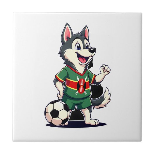 Funny Dabbing Husky Dog Kenya Football - Kenyan Fl Fliese (Vorderseite)