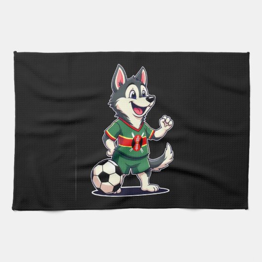 Funny Dabbing Husky Dog Kenya Football - Kenyan Fl Geschirrtuch (Horizontal)