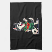 Funny Dabbing Husky Dog Kenya Football - Kenyan Fl Geschirrtuch (Vertikal)