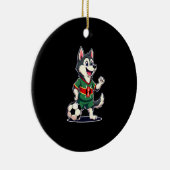 Funny Dabbing Husky Dog Kenya Football - Kenyan Fl Keramik Ornament (Rechts)