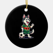 Funny Dabbing Husky Dog Kenya Football - Kenyan Fl Keramik Ornament (Vorne)