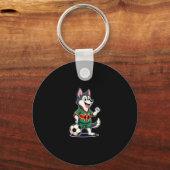 Funny Dabbing Husky Dog Kenya Football - Kenyan Fl Schlüsselanhänger (Vorderseite)