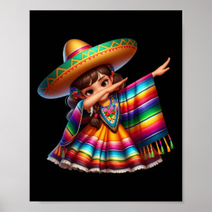 Funny Dabbing Mexican Poncho Sombrero Cinco De May Poster