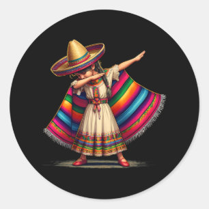 Funny Dabbing Mexican Poncho Sombrero Cinco De May Runder Aufkleber