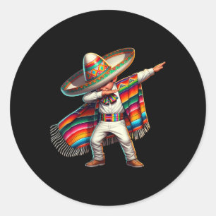 Funny Dabbing Mexican Poncho Sombrero Cinco De May Runder Aufkleber
