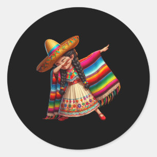 Funny Dabbing Mexican Poncho Sombrero Cinco De May Runder Aufkleber