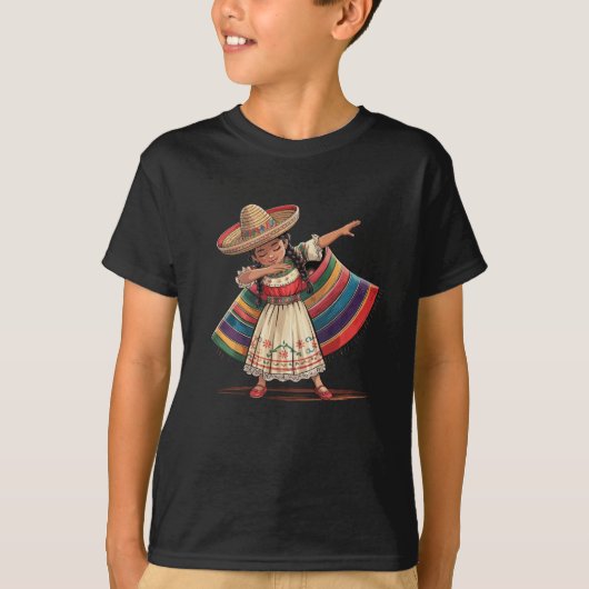 Funny Dabbing Mexican Poncho Sombrero Cinco De May T-Shirt (Vorderseite)