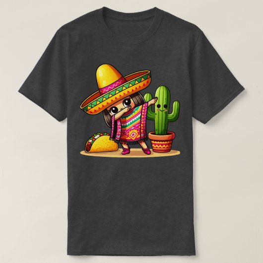 Funny Dabbing Mexican Poncho Sombrero Mädchen Jung T-Shirt (Design vorne)