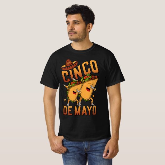 Funny Dabbing Mexican Tacos Cinco de Mayo T-Shirt (Vorne ganz)