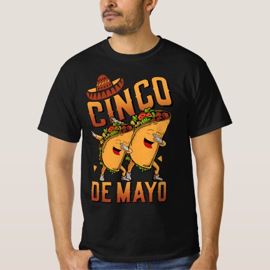 Funny Dabbing Mexican Tacos Cinco de Mayo T-Shirt (Vorderseite)