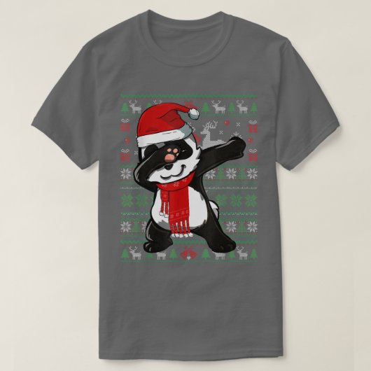 Funny Dabbing Panda Ugly Christmas Sweater Party C T-Shirt (Design vorne)