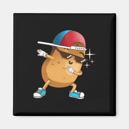 Funny Dabbing Potato Geschenk Coole Tanzspuden Ang Magnet (Vorne)