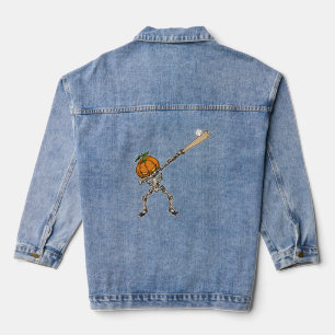 Funny Dabbing Pumpkin Head Baseball Geschenk Idee Jeansjacke