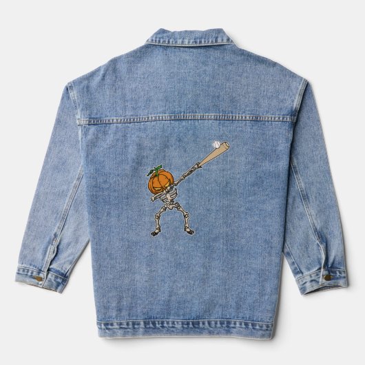 Funny Dabbing Pumpkin Head Baseball Geschenk Idee Jeansjacke (Rückseite)