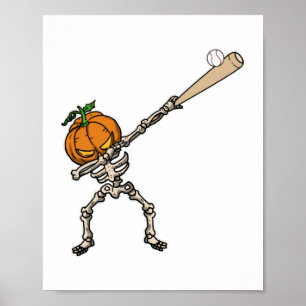 Funny Dabbing Pumpkin Head Baseball Geschenk Idee Poster