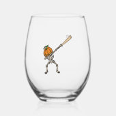 Funny Dabbing Pumpkin Head Baseball Gift Idea Weinglas Ohne Stiel (Vorderseite)