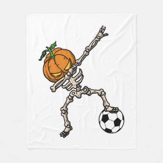 Funny Dabbing Pumpkin Head Soccer Geschenk Idee Fleecedecke (Vorderseite)