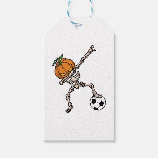 Funny Dabbing Pumpkin Head Soccer Geschenk Idee Geschenkanhänger (Vorderseite)