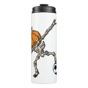 Funny Dabbing Pumpkin Head Soccer Geschenk Idee Thermosbecher