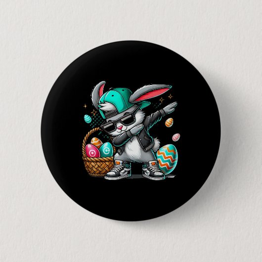 Funny Dabbing Rabbit Ostereier Button (Vorderseite)