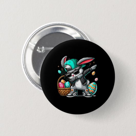 Funny Dabbing Rabbit Ostereier Button (Vorne & Hinten)