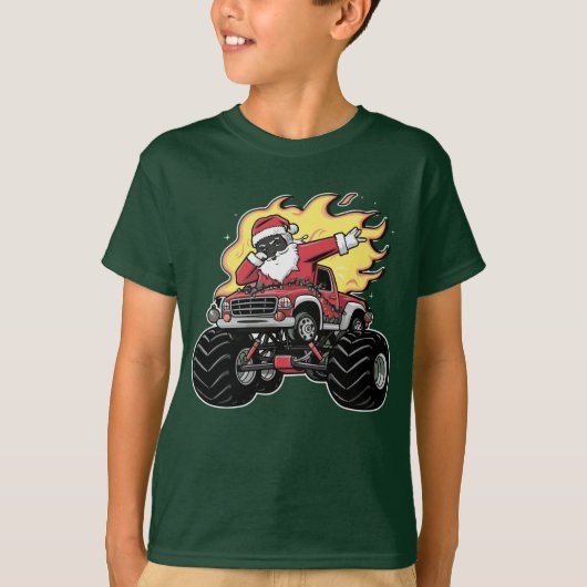 Funny Dabbing Santa Black Quad Monster Truck T-Shirt (Vorderseite)