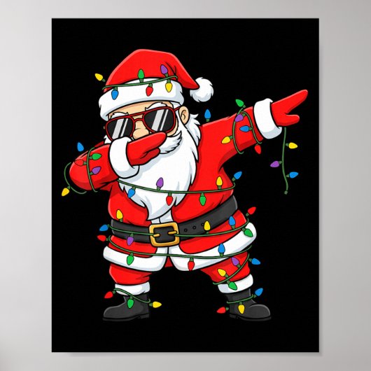 Funny Dabbing Santa Xmas Lights Men Boys Girls Chr Poster (Vorne)