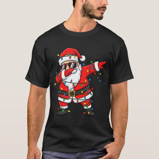 Funny Dabbing Santa Xmas Lights Men Boys Girls Chr T-Shirt (Vorderseite)