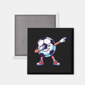 Funny Dabbing Soccer Ball Cartoon Srt Gift Kids Bo Magnet (Vorderseite/Rückseite)