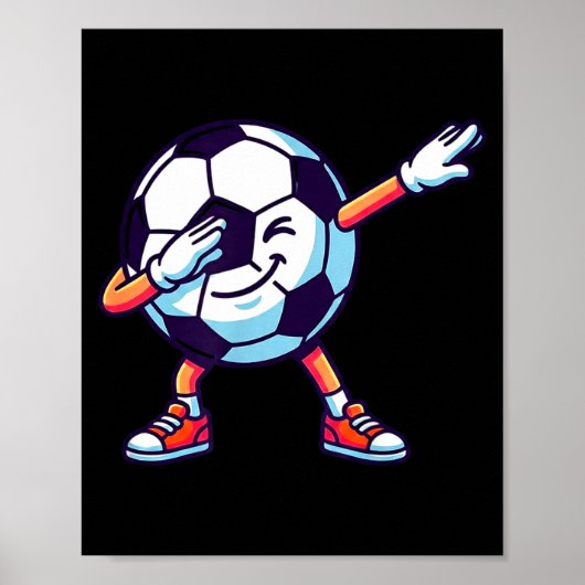 Funny Dabbing Soccer Ball Cartoon Srt Gift Kids Bo Poster (Vorne)