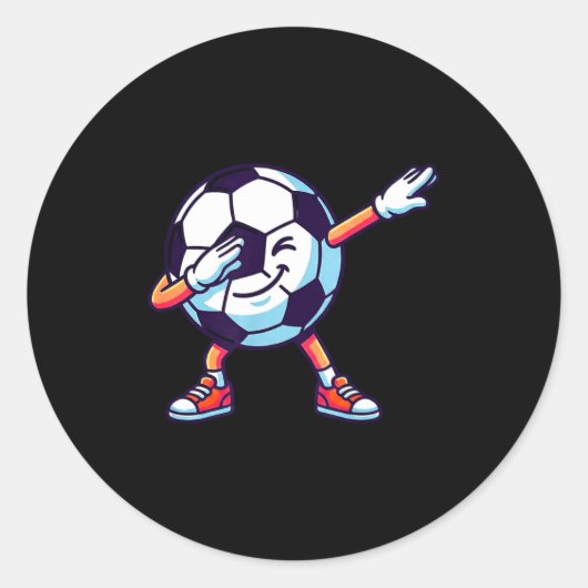 Funny Dabbing Soccer Ball Cartoon Srt Gift Kids Bo Runder Aufkleber (Vorderseite)