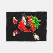 Funny Dabbing Strawberry Summer Fruit Lover Men Wo Fleecedecke (Vorderseite (Horizontal))