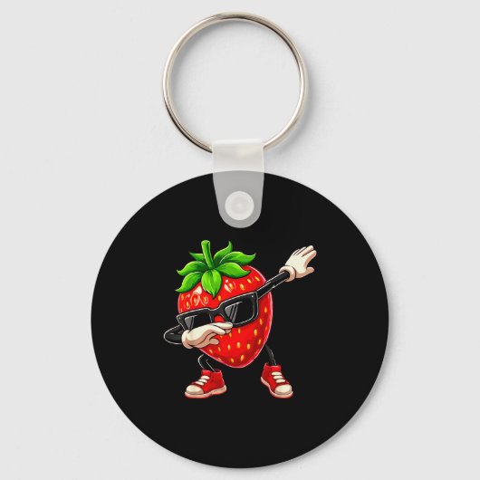 Funny Dabbing Strawberry Summer Fruit Lover Men Wo Schlüsselanhänger (Vorderseite)