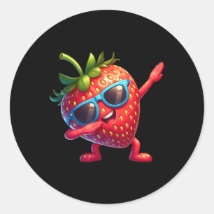 Funny Dabbing Strawberry Sungles Dab Tanzen Frucht Runder Aufkleber