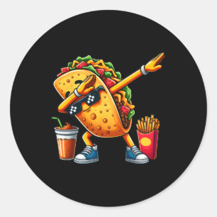 Funny Dabbing Taco Cinco De Mayo Boys Männer Mexik Runder Aufkleber