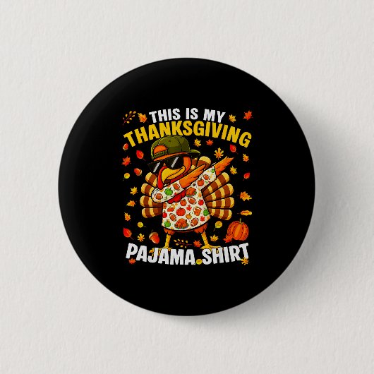 Funny Dabbing Turkey Thanksgiving Pajamas Pjs Srts Button (Vorderseite)