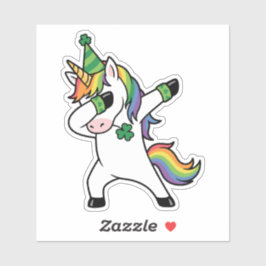 Funny Dabbing Unicorn Rainbow St Patricks Day Aufkleber