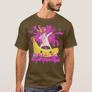 Funny Dabbing Unicorn Reiten Bananenrad Halloween T-Shirt