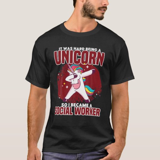 Funny Dabbing Unicorn Social Worker Mystical Creat T-Shirt (Vorderseite)