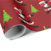 Funny Dabbing Weihnachtsmann im roten Hintergrund Geschenkpapier (Rolleneckpunkt)