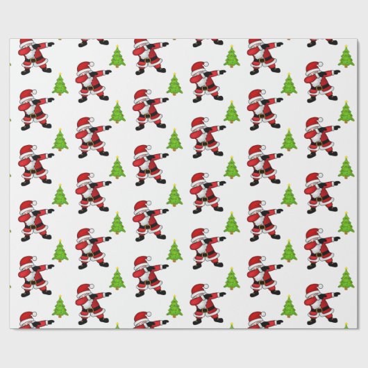 Funny Dabbing Weihnachtsmann im weißen Hintergrund Geschenkpapier (Flach)
