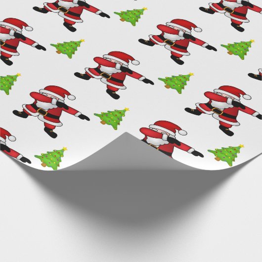 Funny Dabbing Weihnachtsmann im weißen Hintergrund Geschenkpapier (Ecke)
