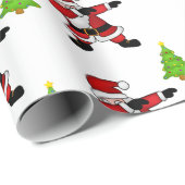 Funny Dabbing Weihnachtsmann im weißen Hintergrund Geschenkpapier (Rolleneckpunkt)